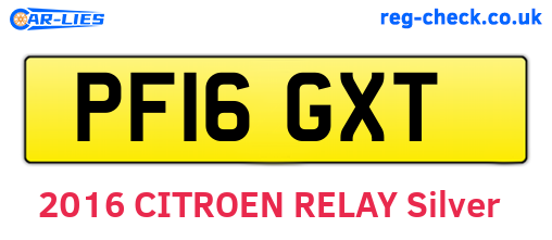PF16GXT are the vehicle registration plates.