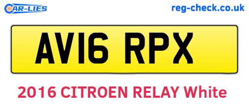 AV16RPX are the vehicle registration plates.