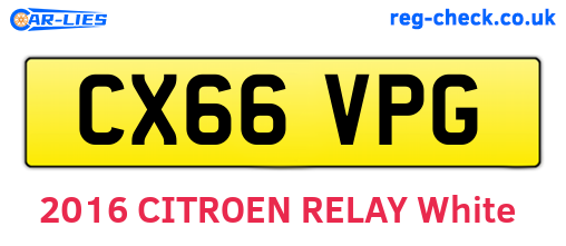 CX66VPG are the vehicle registration plates.