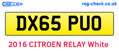 DX65PUO are the vehicle registration plates.