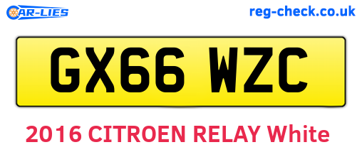 GX66WZC are the vehicle registration plates.