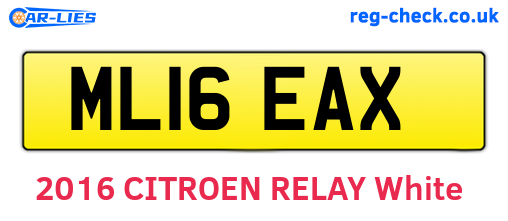 ML16EAX are the vehicle registration plates.