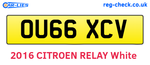 OU66XCV are the vehicle registration plates.