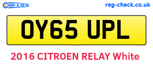 OY65UPL are the vehicle registration plates.