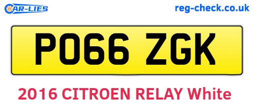 PO66ZGK are the vehicle registration plates.