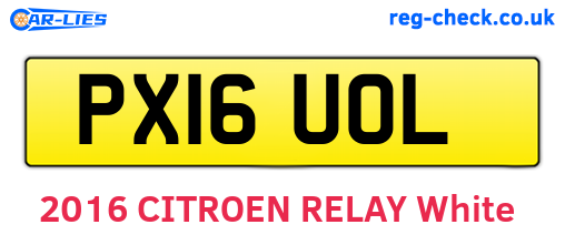 PX16UOL are the vehicle registration plates.