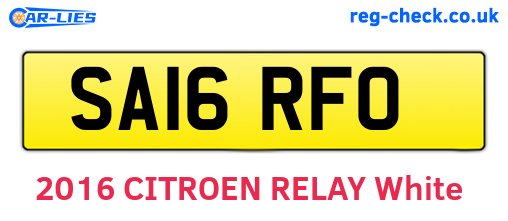 SA16RFO are the vehicle registration plates.