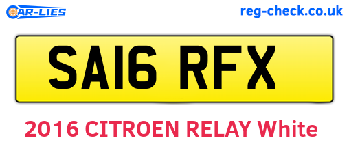 SA16RFX are the vehicle registration plates.