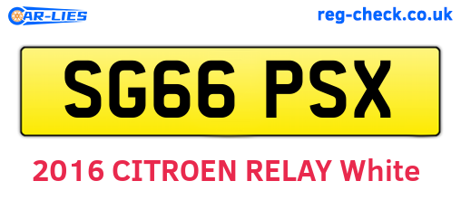 SG66PSX are the vehicle registration plates.