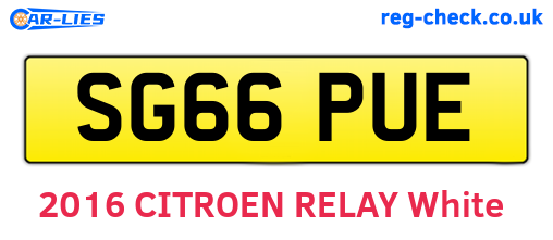 SG66PUE are the vehicle registration plates.