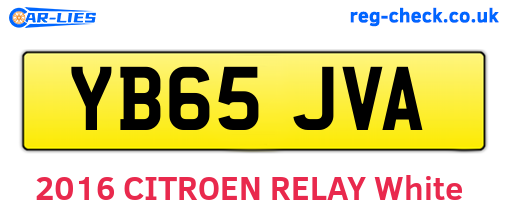 YB65JVA are the vehicle registration plates.