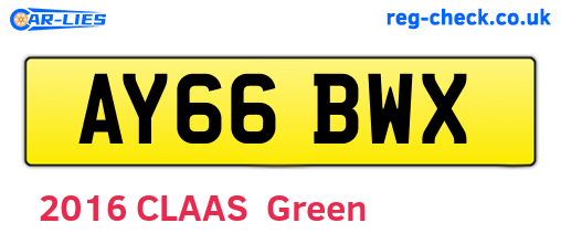 AY66BWX are the vehicle registration plates.