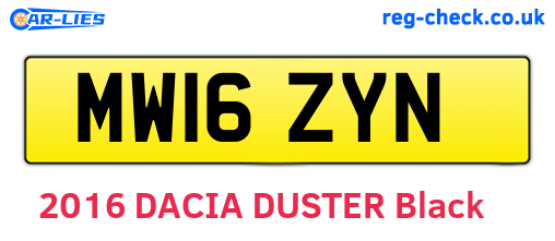 MW16ZYN are the vehicle registration plates.