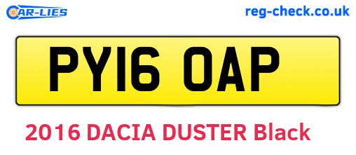 PY16OAP are the vehicle registration plates.