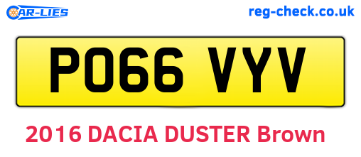 PO66VYV are the vehicle registration plates.
