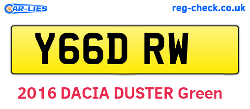Y66DRW are the vehicle registration plates.