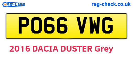 PO66VWG are the vehicle registration plates.