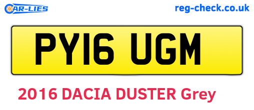 PY16UGM are the vehicle registration plates.