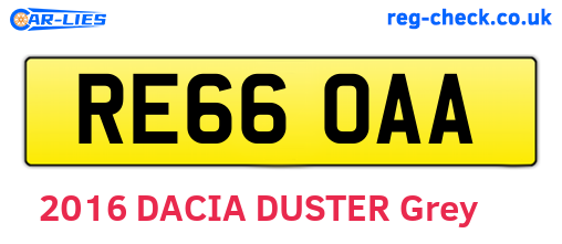 RE66OAA are the vehicle registration plates.