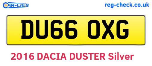 DU66OXG are the vehicle registration plates.