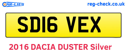 SD16VEX are the vehicle registration plates.