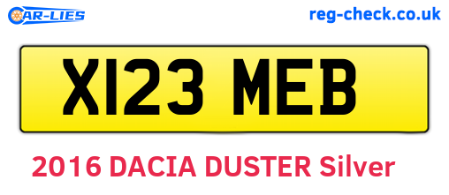 X123MEB are the vehicle registration plates.
