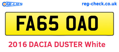 FA65OAO are the vehicle registration plates.
