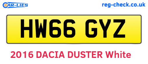 HW66GYZ are the vehicle registration plates.