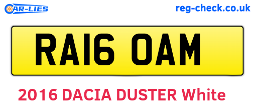 RA16OAM are the vehicle registration plates.