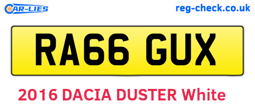 RA66GUX are the vehicle registration plates.