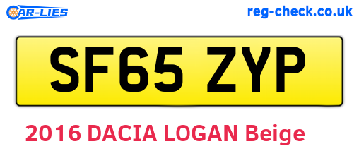 SF65ZYP are the vehicle registration plates.