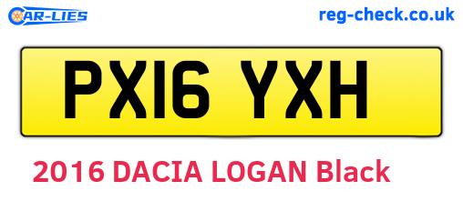 PX16YXH are the vehicle registration plates.