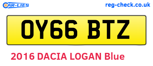 OY66BTZ are the vehicle registration plates.