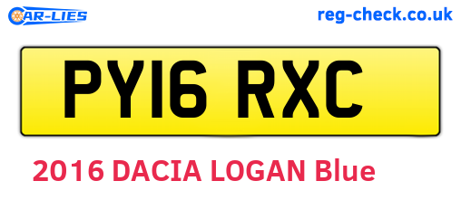 PY16RXC are the vehicle registration plates.