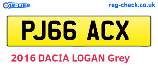 PJ66ACX are the vehicle registration plates.
