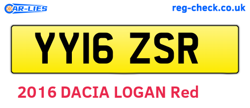 YY16ZSR are the vehicle registration plates.
