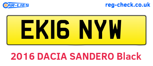 EK16NYW are the vehicle registration plates.