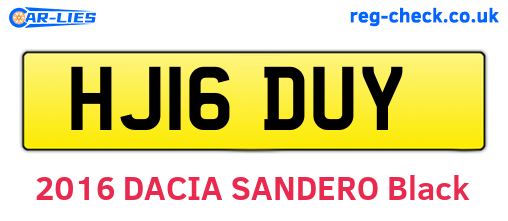 HJ16DUY are the vehicle registration plates.