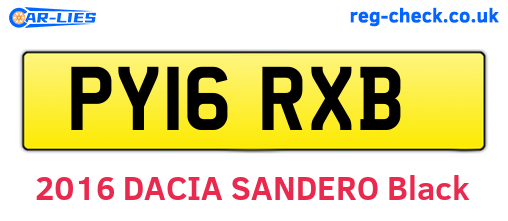 PY16RXB are the vehicle registration plates.