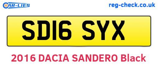 SD16SYX are the vehicle registration plates.