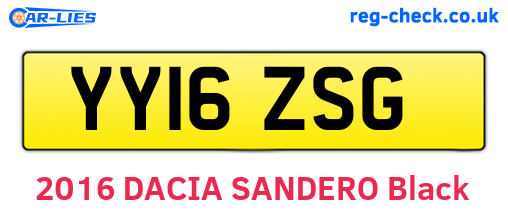 YY16ZSG are the vehicle registration plates.