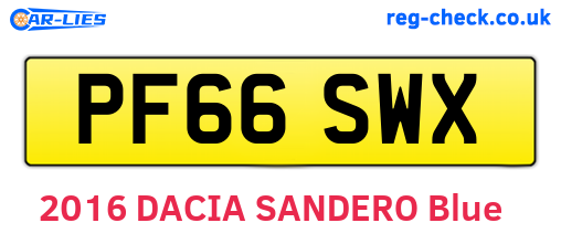 PF66SWX are the vehicle registration plates.