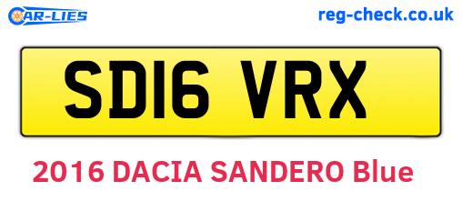 SD16VRX are the vehicle registration plates.