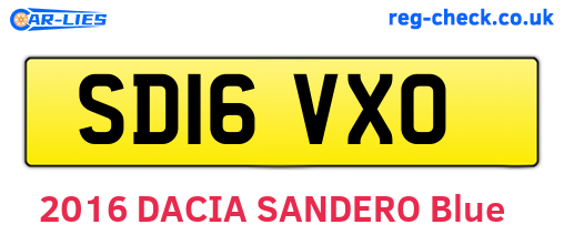 SD16VXO are the vehicle registration plates.