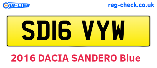 SD16VYW are the vehicle registration plates.