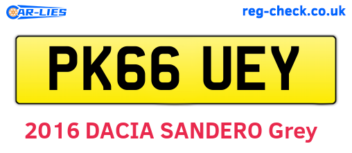 PK66UEY are the vehicle registration plates.