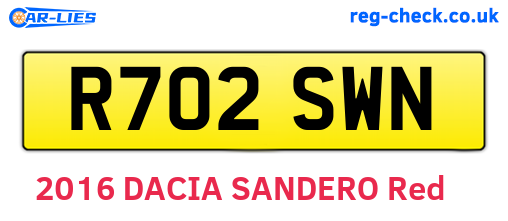 R702SWN are the vehicle registration plates.