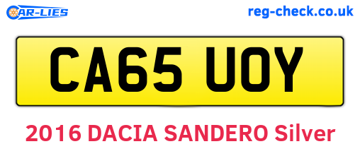 CA65UOY are the vehicle registration plates.