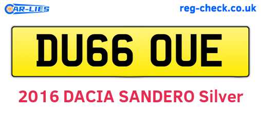 DU66OUE are the vehicle registration plates.