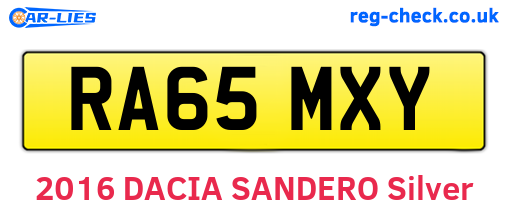 RA65MXY are the vehicle registration plates.